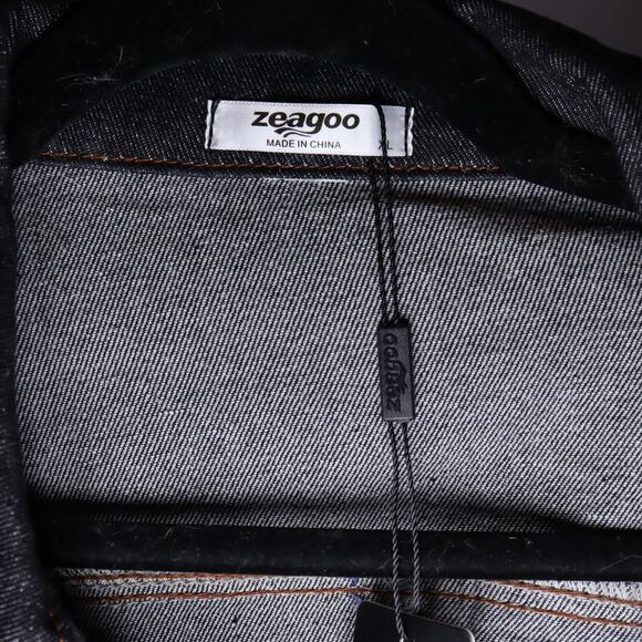 Zeagoo Cropped Black Denim Jacket NWT Women’s XL - Picture 3 of 3